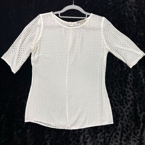 Banana Republic  Eyelet Short Sleeve Top Women's XS White Career Preppy Casual